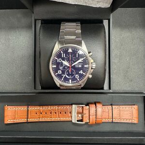New Torgoen TN-1244 T44 Steel Leather Strap Watch Set
